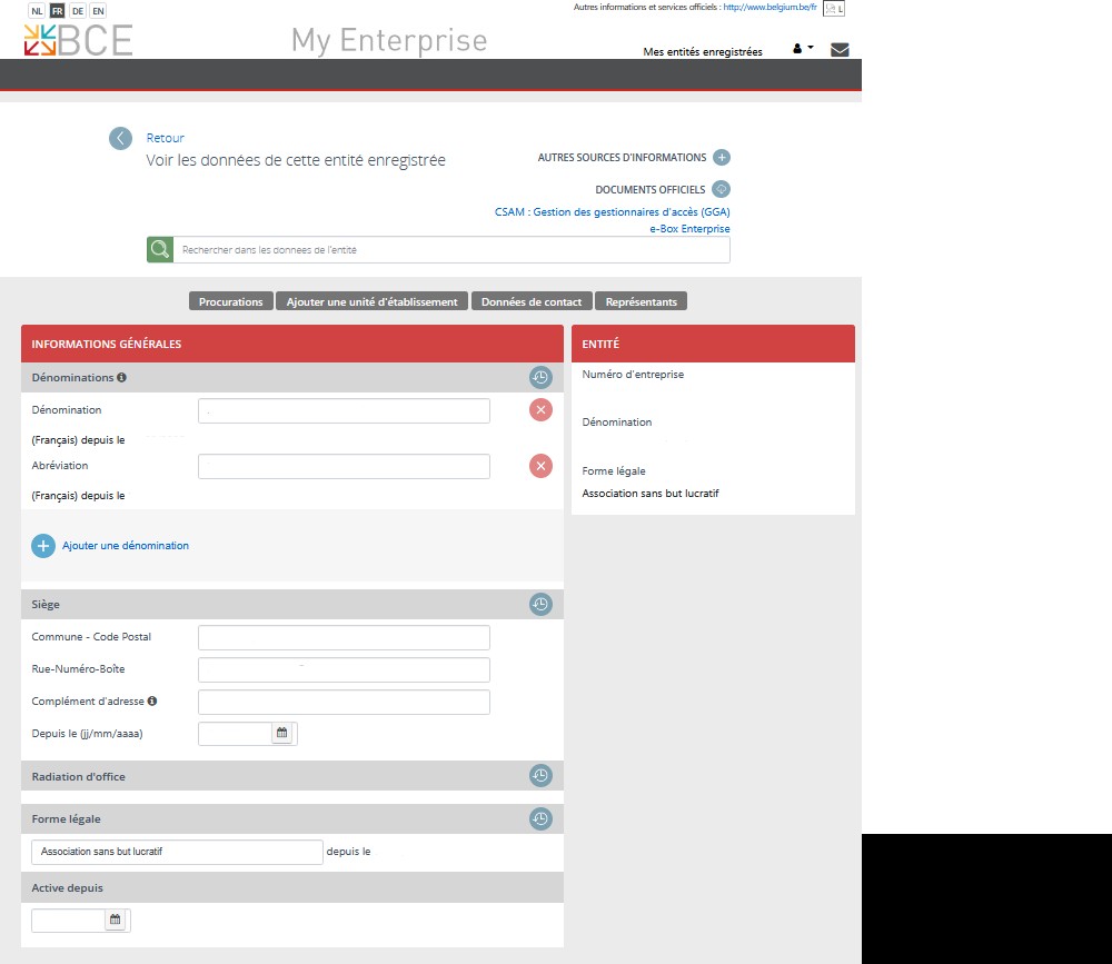 Plateforme de suivi personne morale